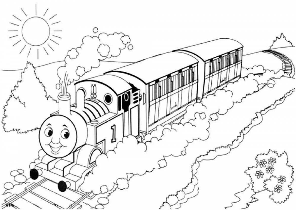 Развлекательная раскраска поезда томаса