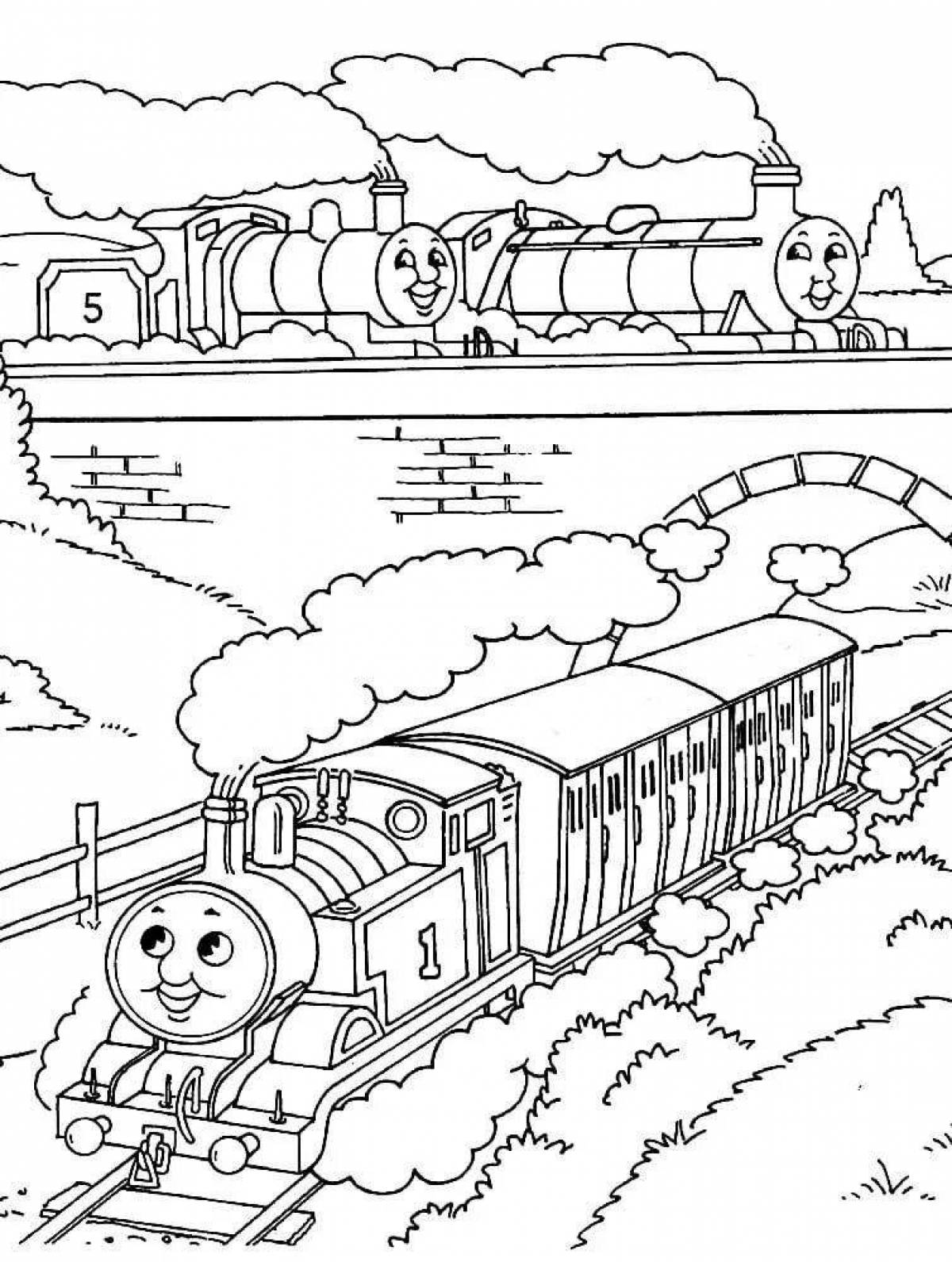 Восхитительная страница раскраски поезда томаса