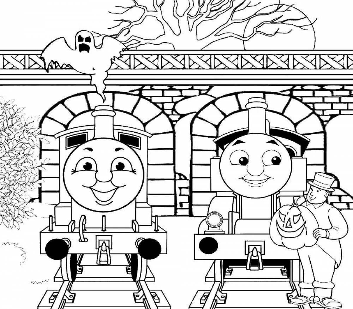 Раскраска великолепный поезд томаса