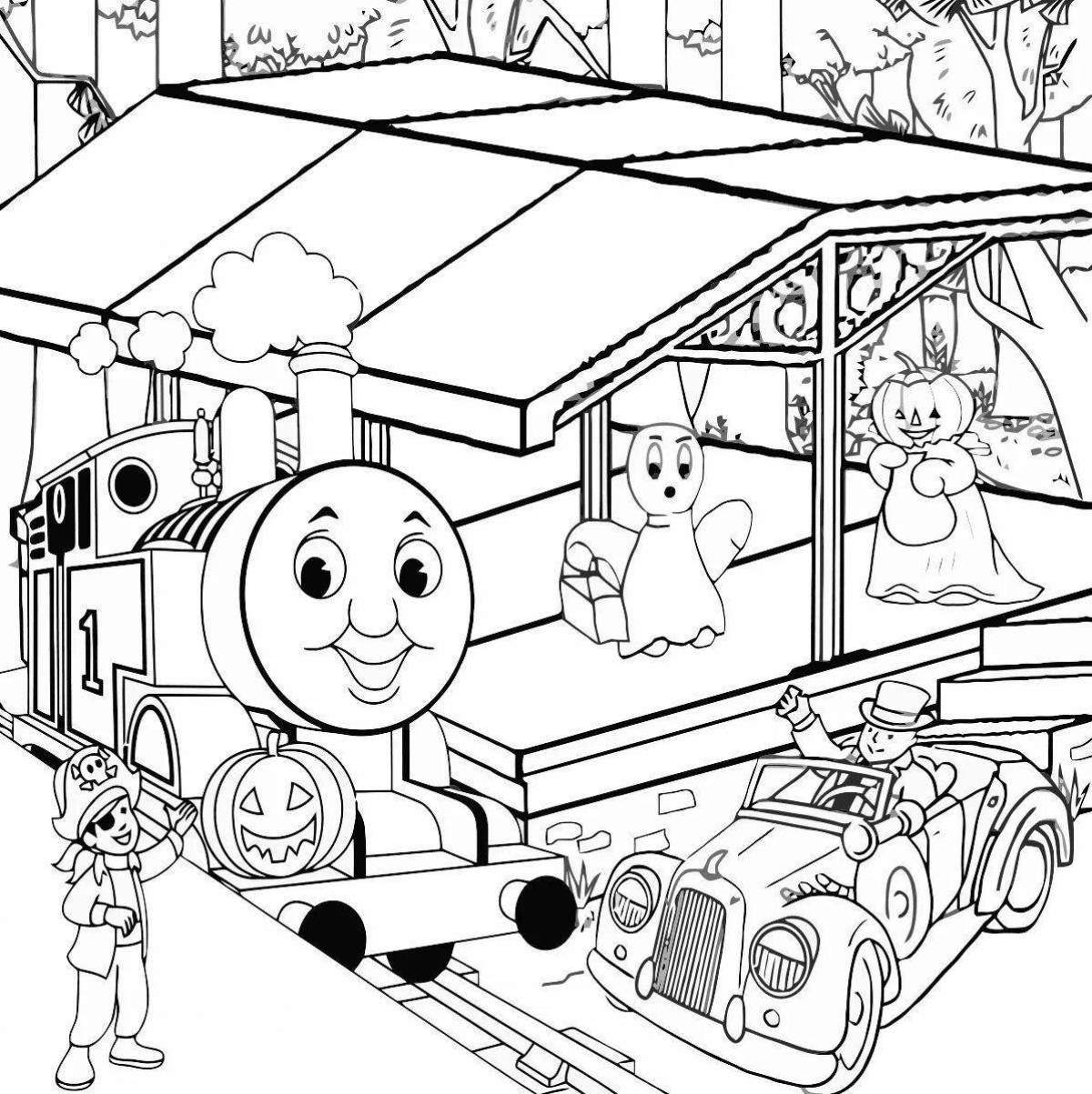 Креативная раскраска поезда томаса