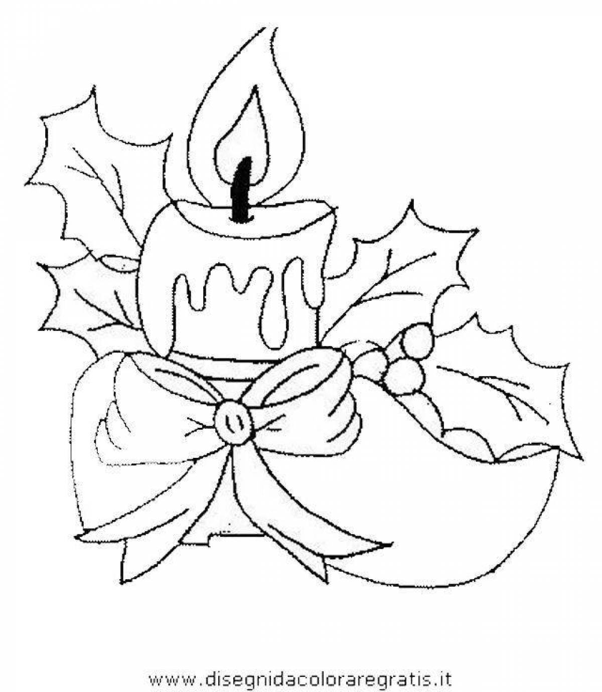 Glowing Christmas candle coloring page