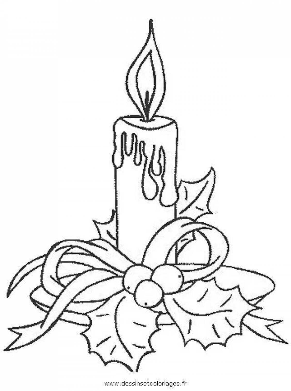 Colorful christmas candle coloring page