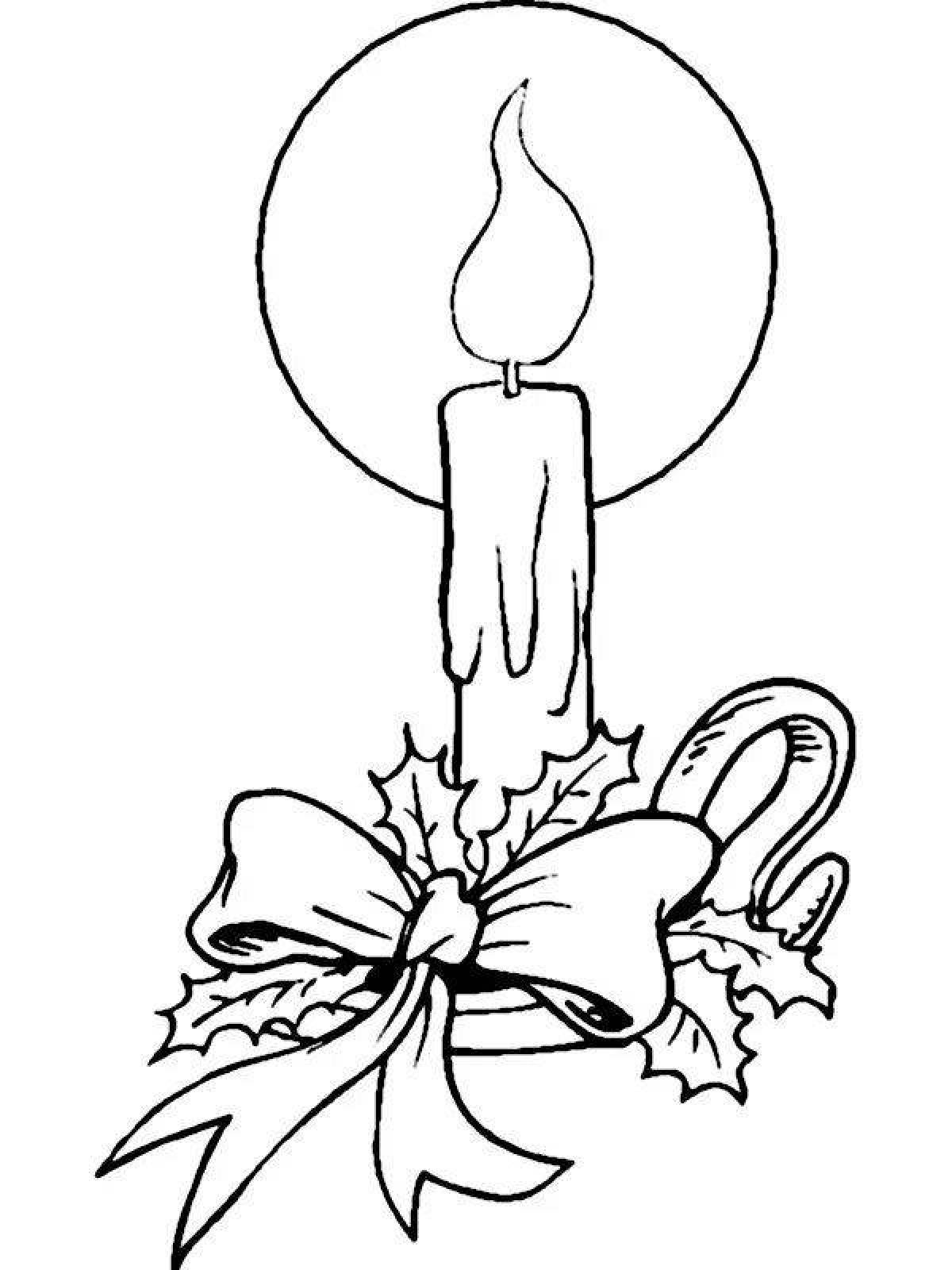 Coloring book shining Christmas candle