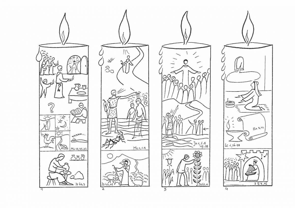 Fine Christmas candle coloring page