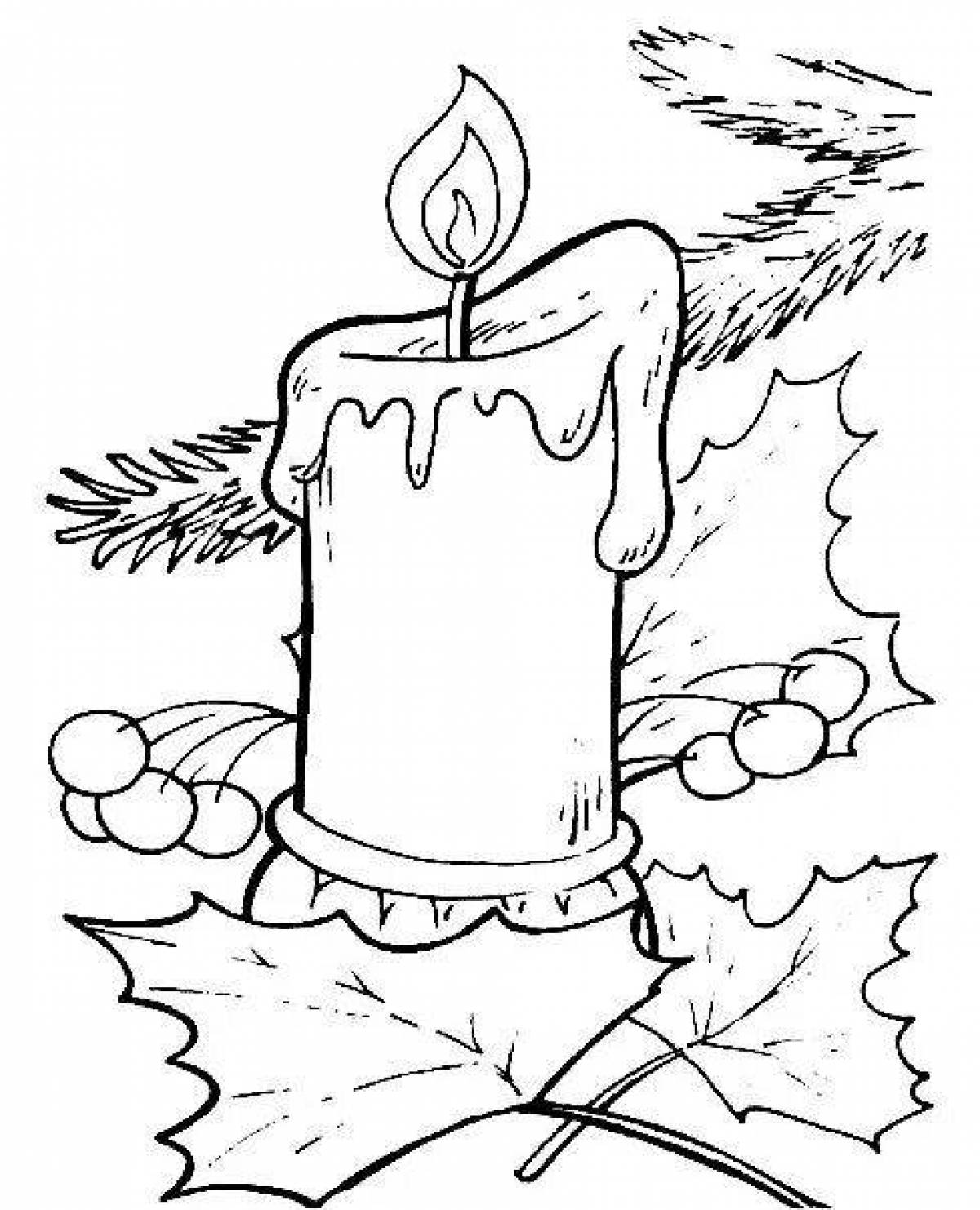 Playful christmas candle coloring page