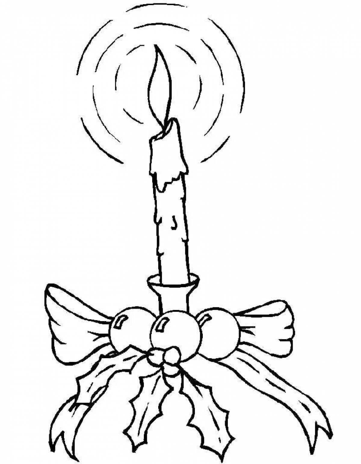 Adorable Christmas candle coloring page