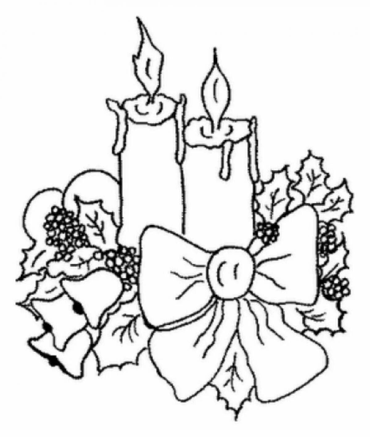 Coloring book beautiful Christmas candle