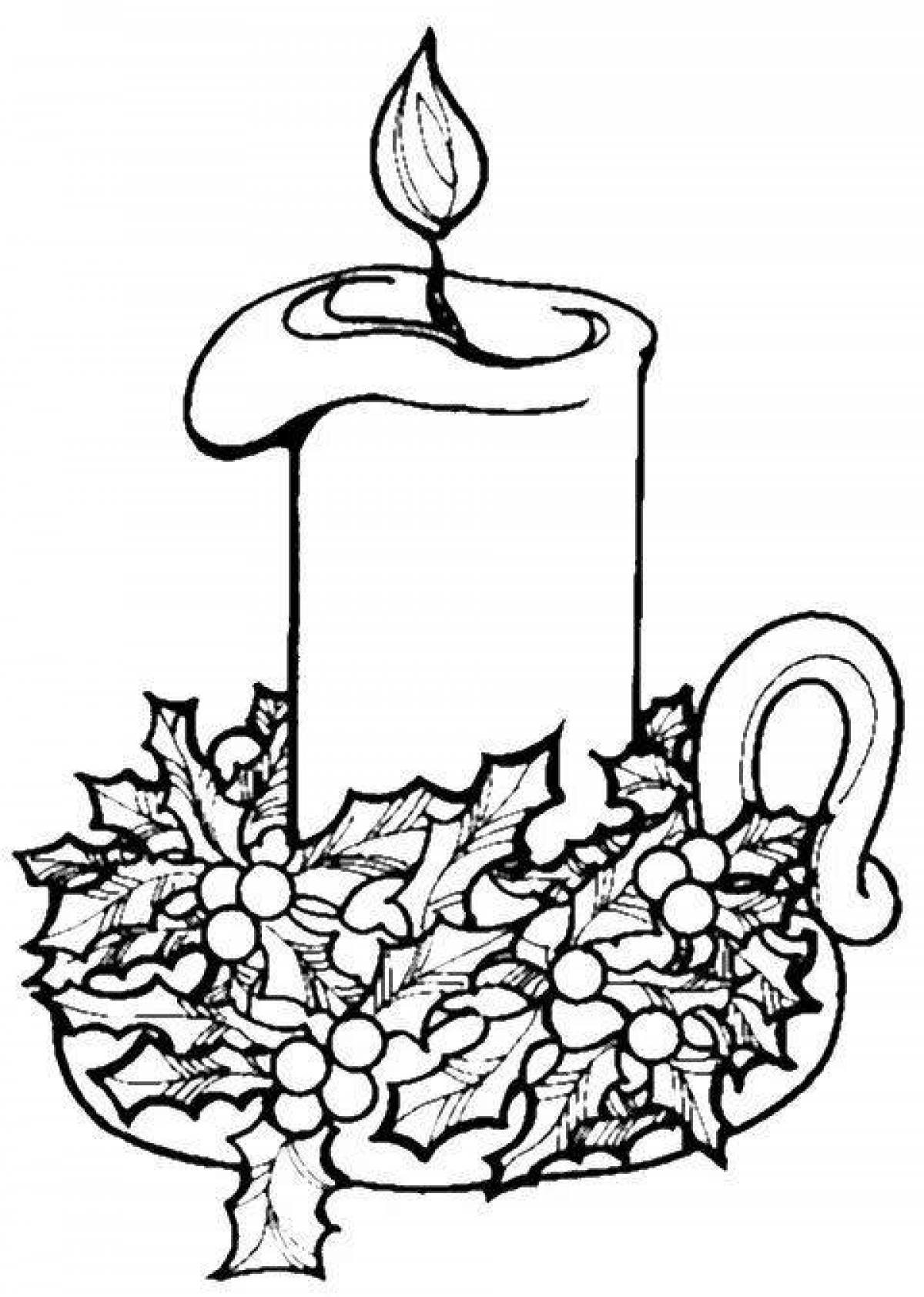 Glitter christmas candle coloring page