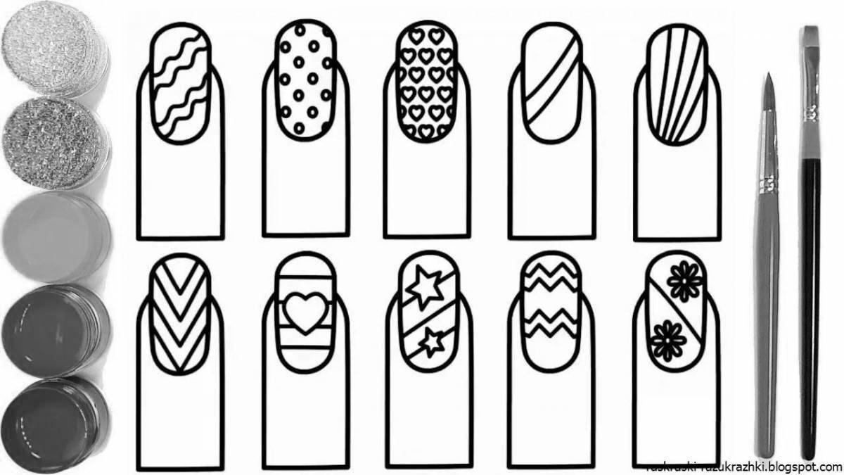 Detailed paper nail coloring page