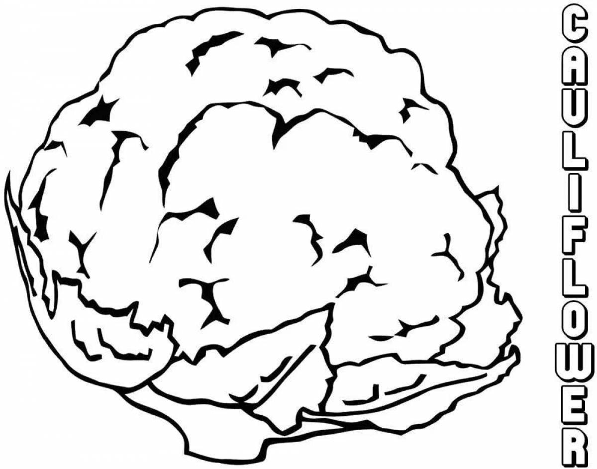 Playful cauliflower coloring page