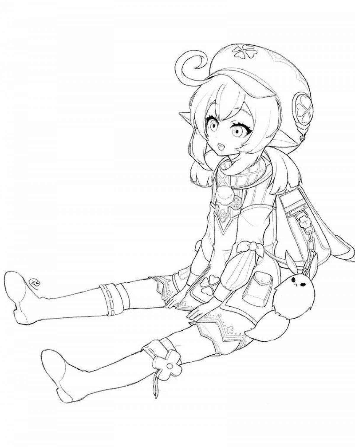 Adorable xiao chibi coloring page