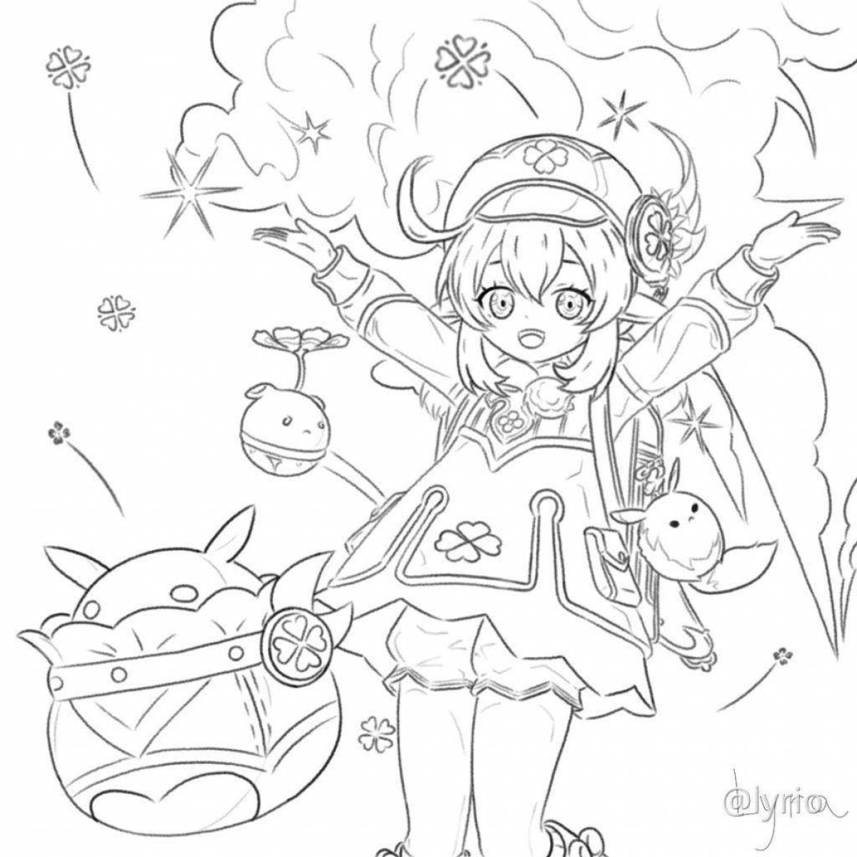 Colorful xiao chibi coloring page