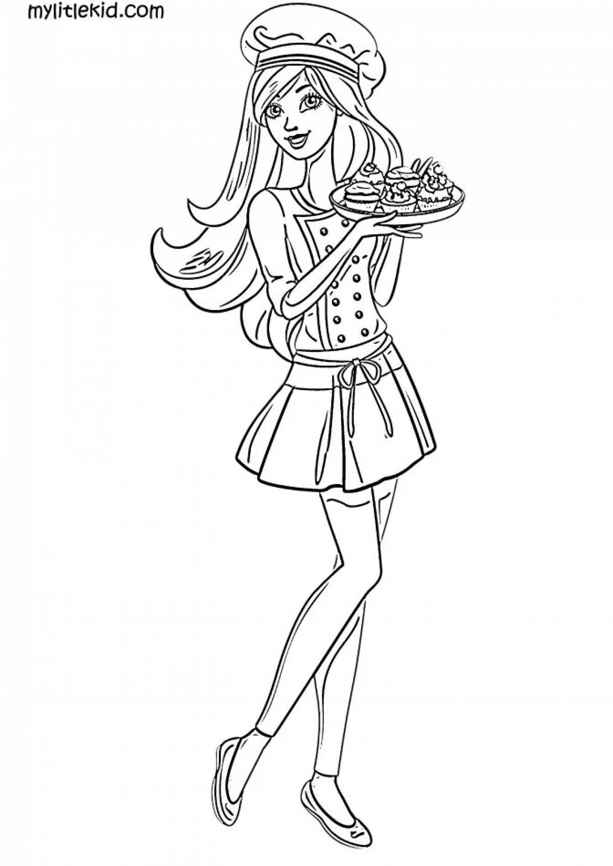 Colorful barbie chelsea coloring page