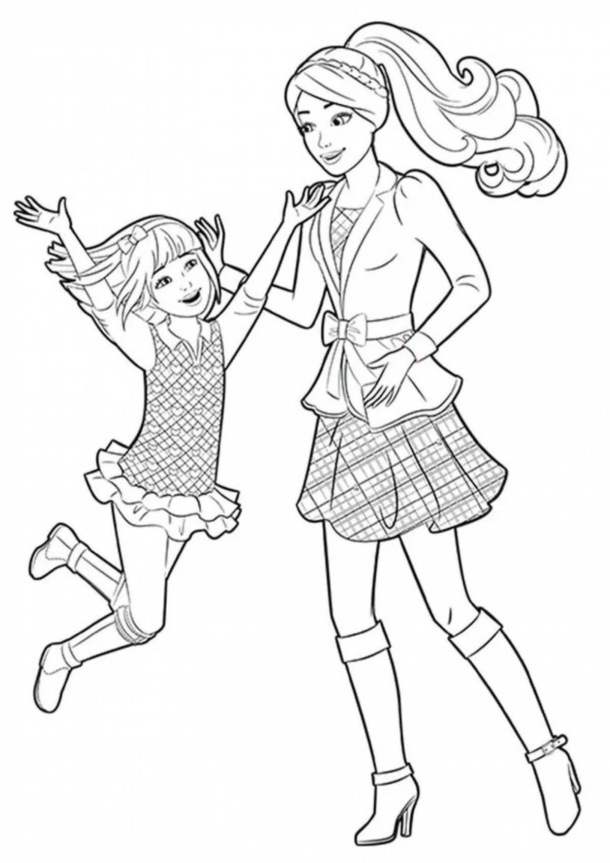 Playful barbie chelsea coloring page