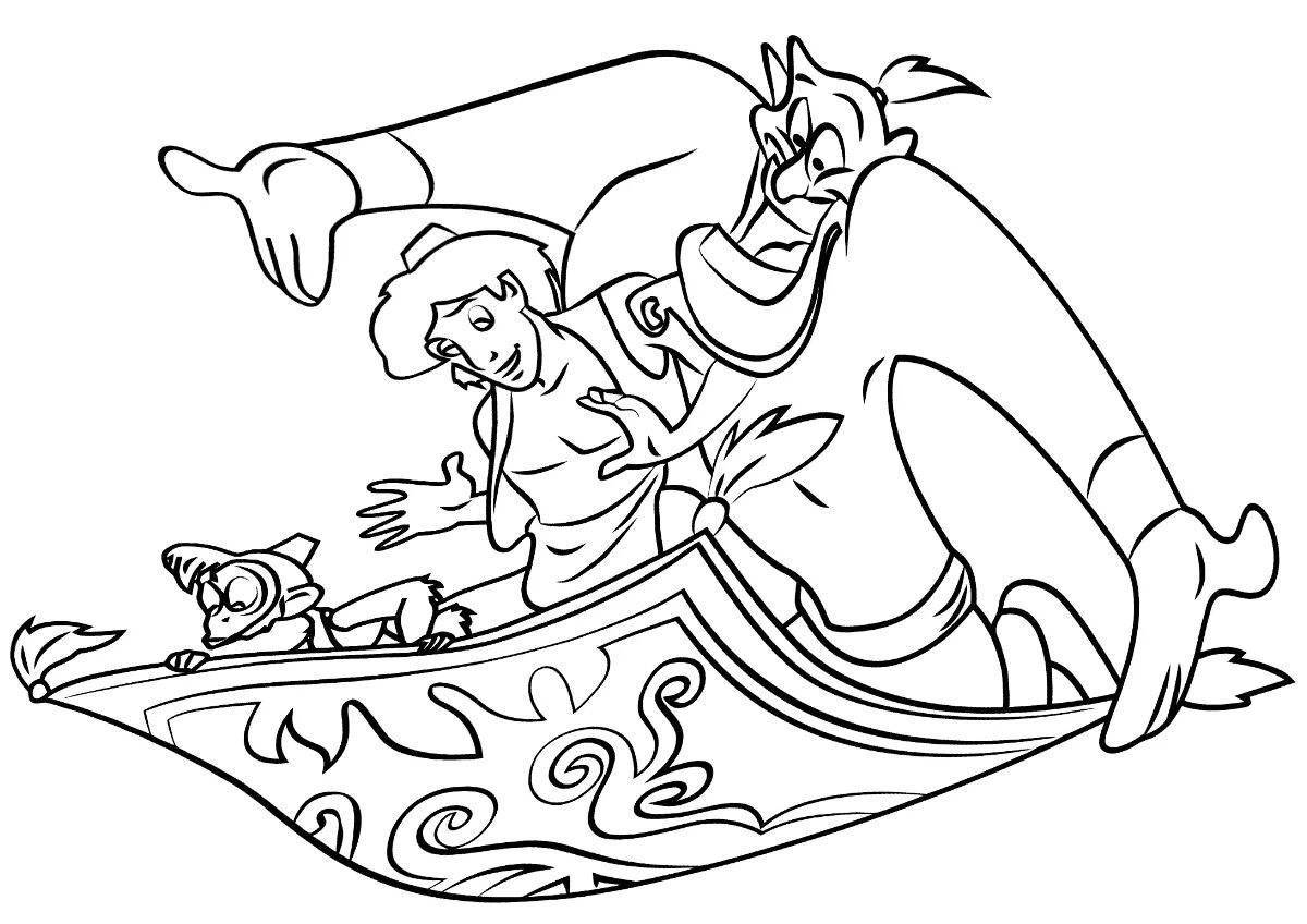 Majestic flying carpet coloring page