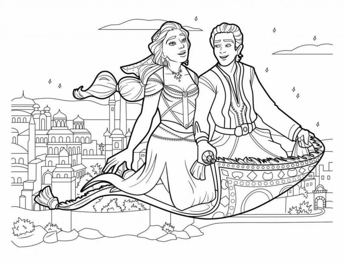 Fantastic flying carpet coloring page