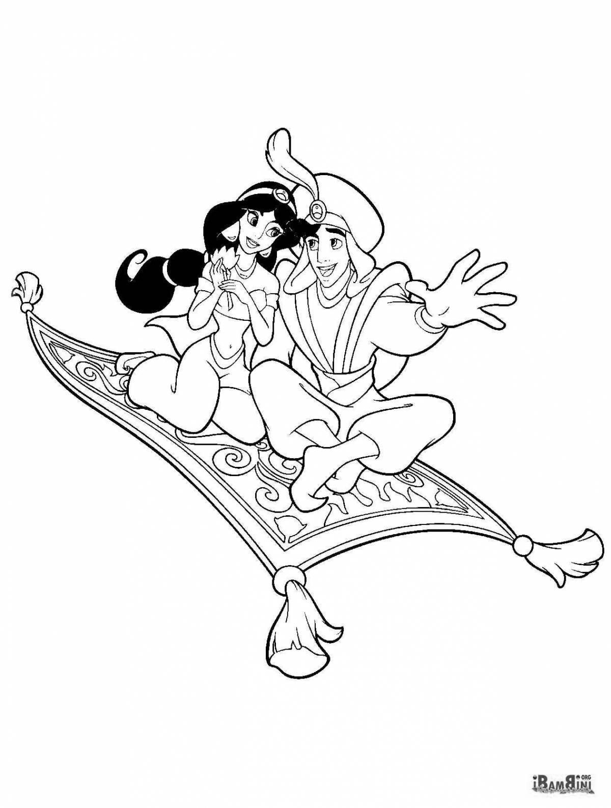 Decorated flying carpet coloring page