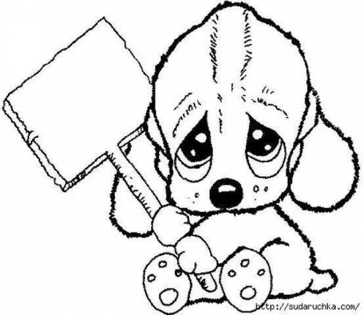 Big-eyed puppy coloring book