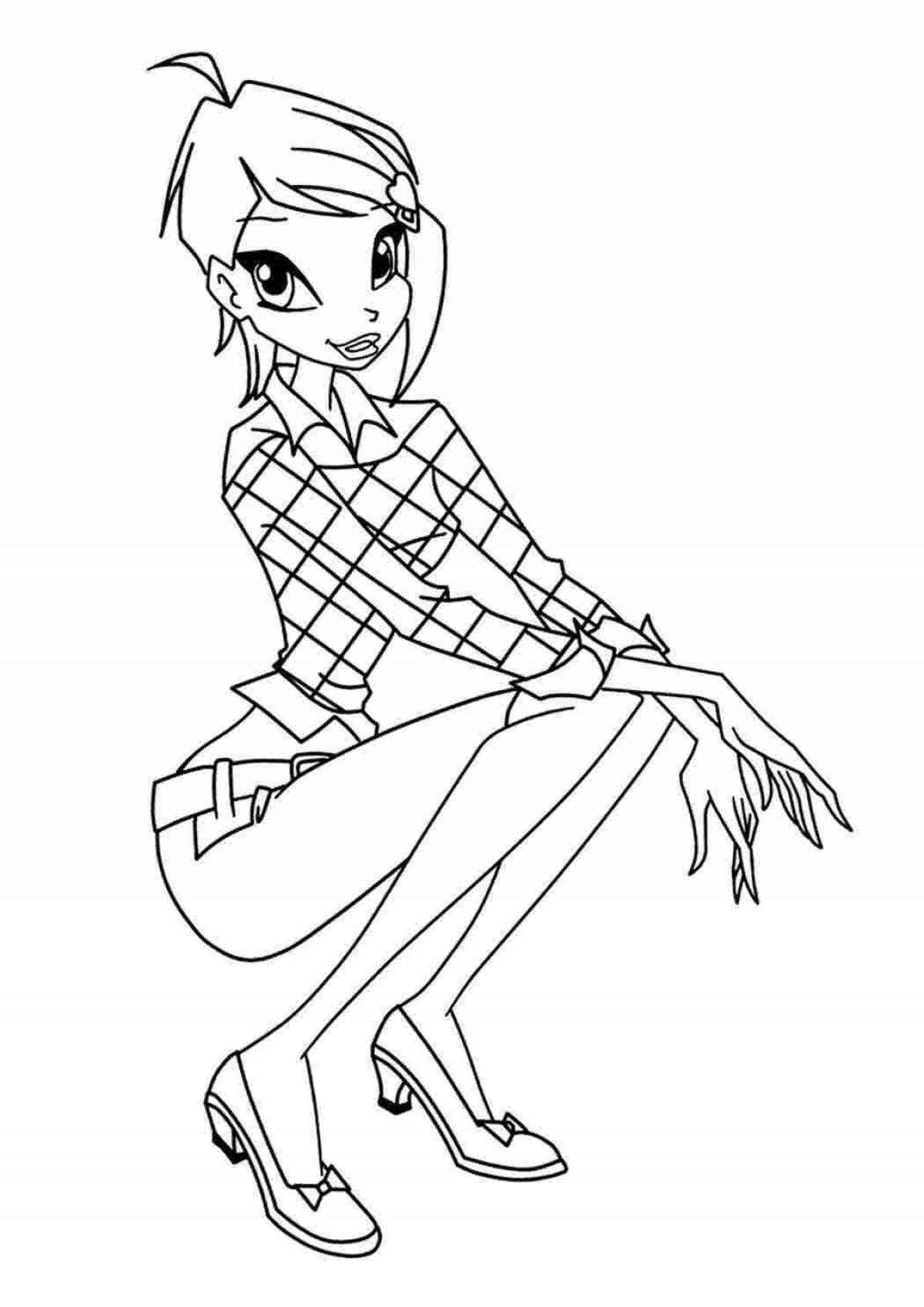 Adorable tecna winx coloring page