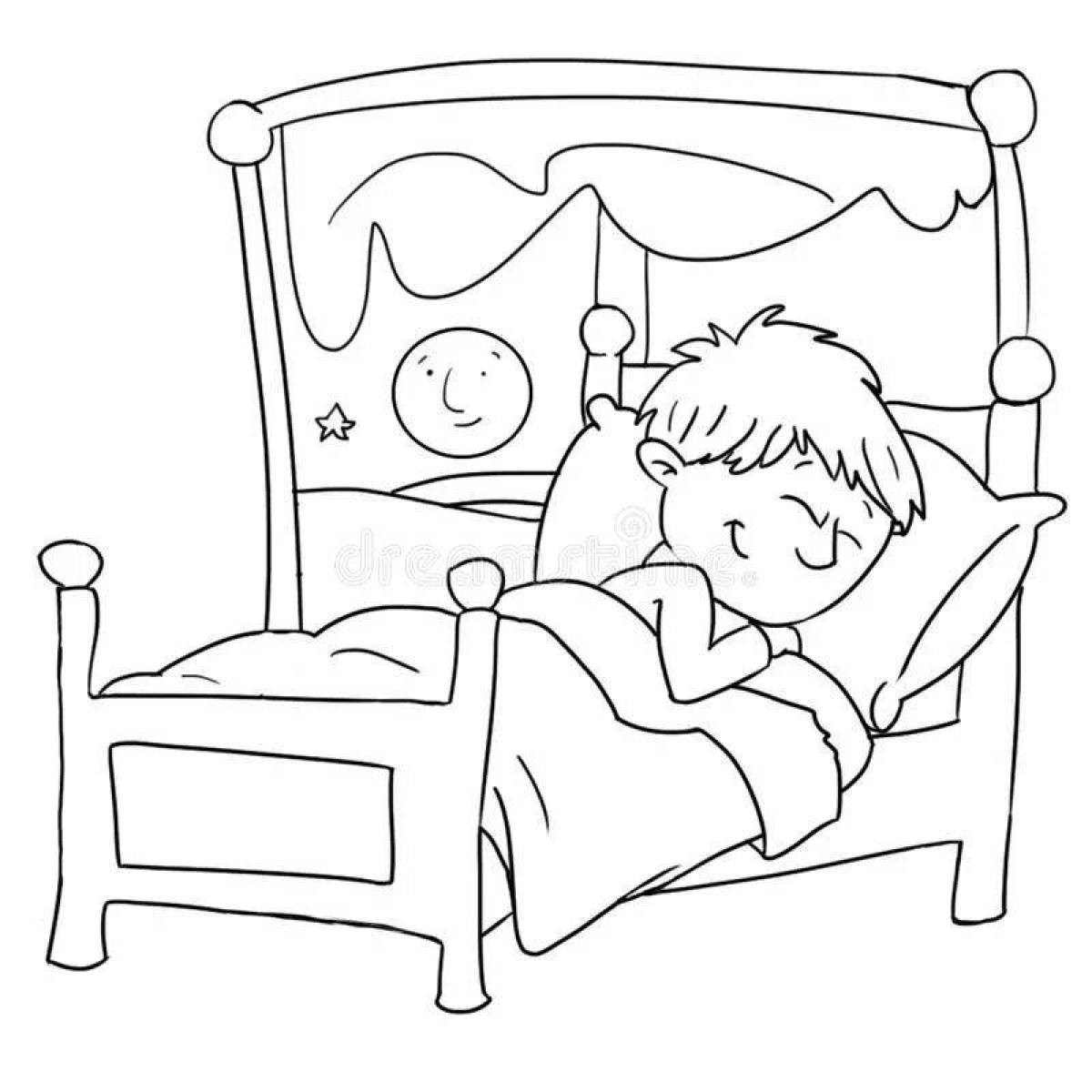 Раскраска мечтательный спящий мальчик