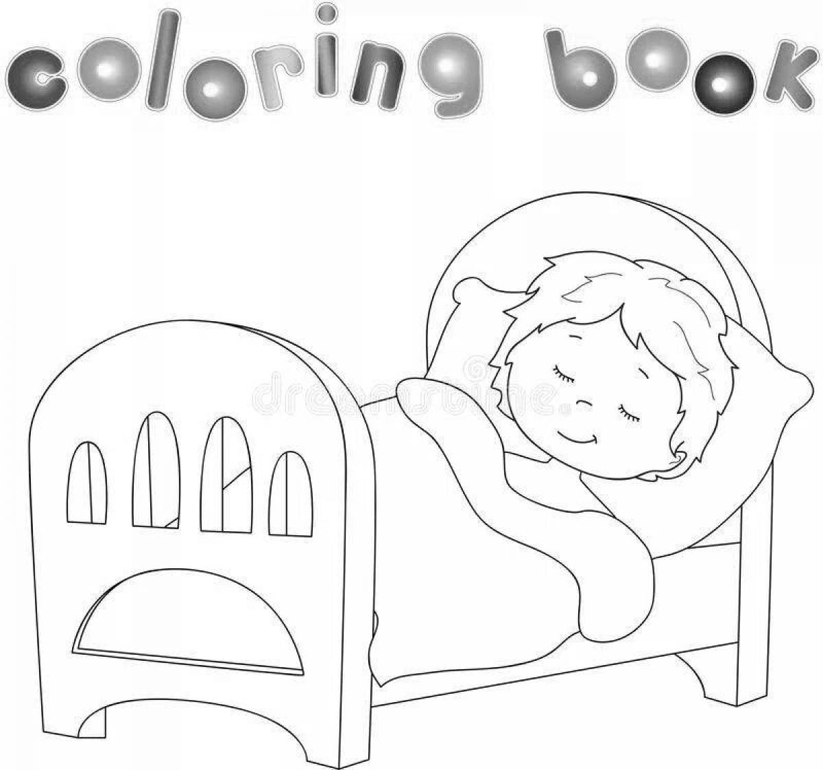 Coloring book sleeping boy