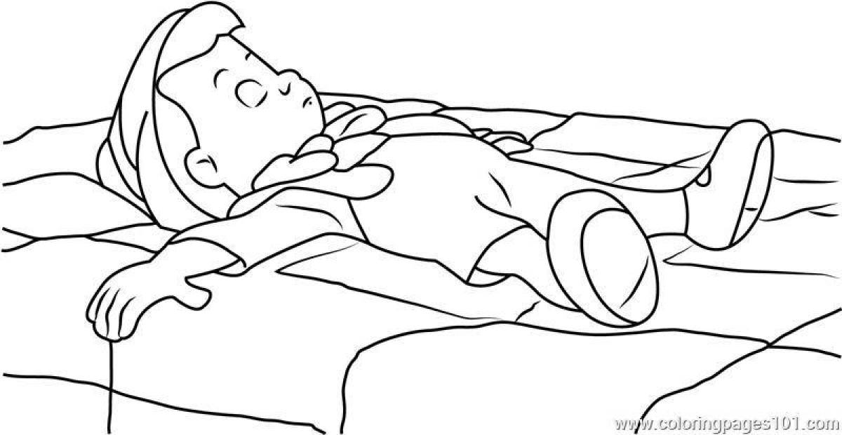 Coloring book calm sleeping boy