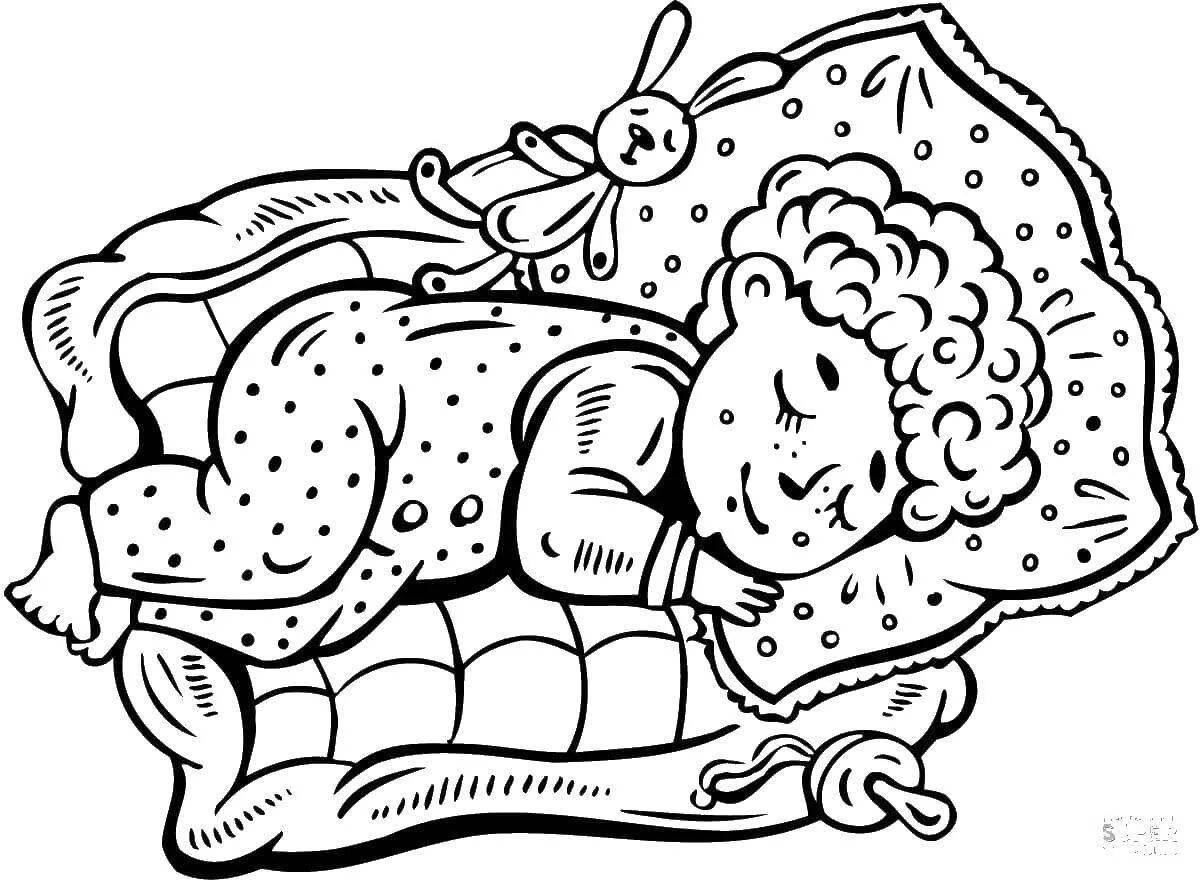 Blessed sleeping boy coloring page