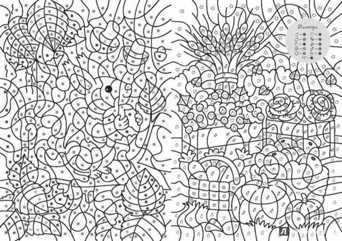 Colourful coloring by numbers with felt-tip pens