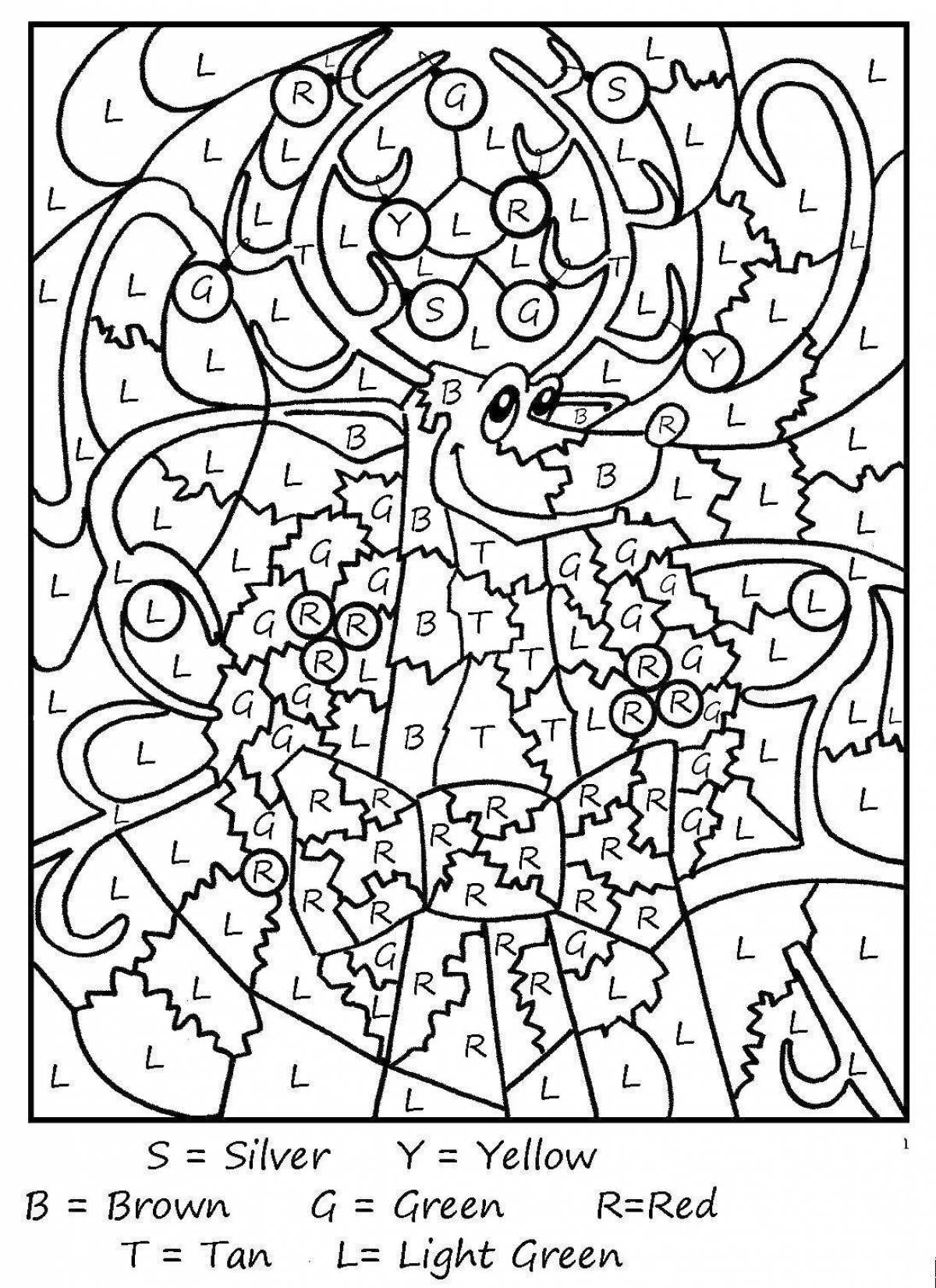 Radiant coloring page by color english