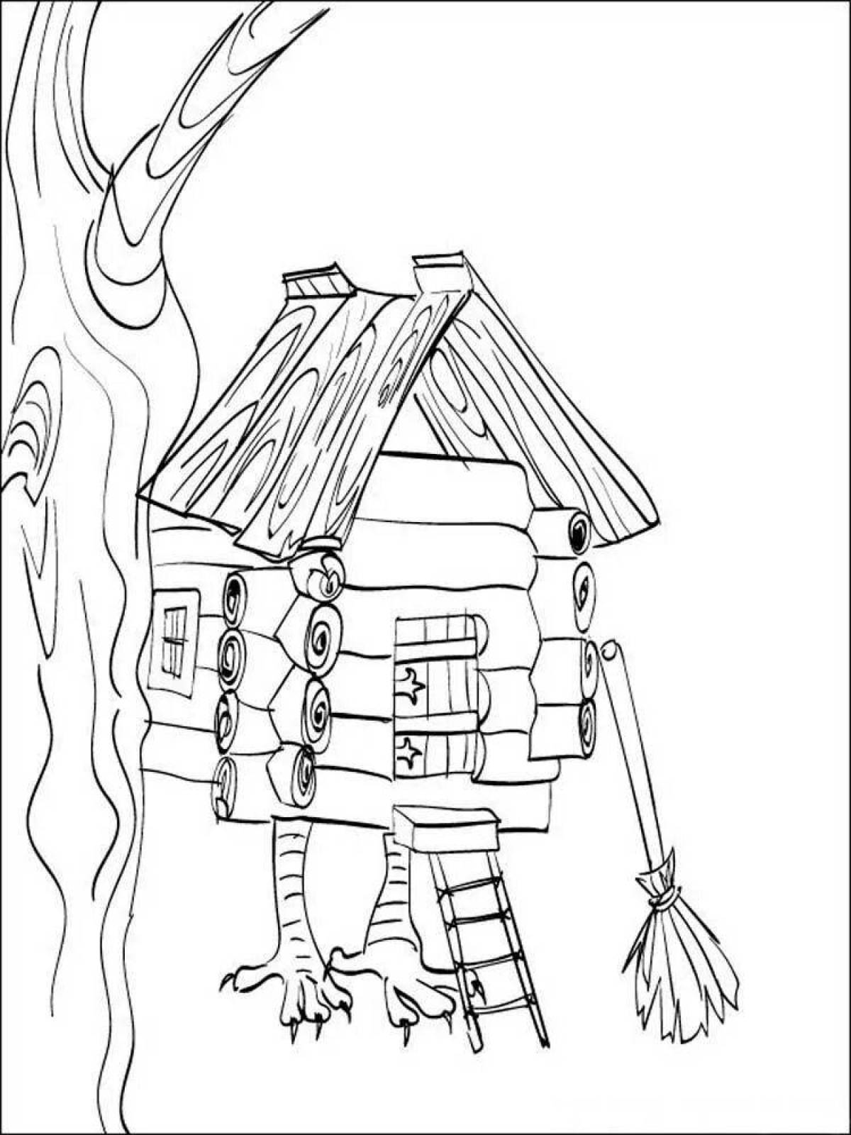 Coloring book Baba Yaga's hut