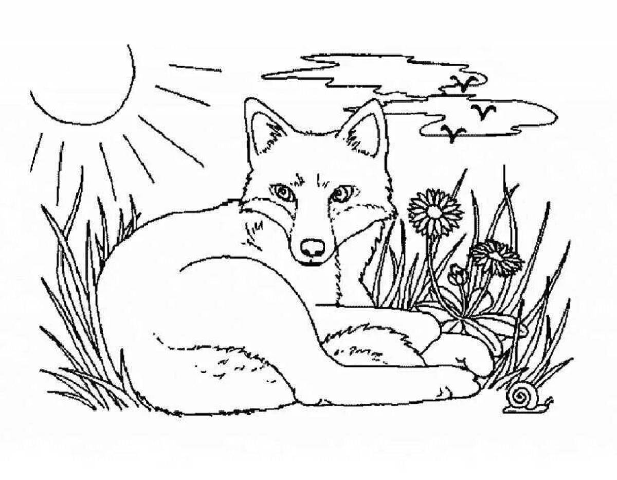 Coloring page serene nature and animals