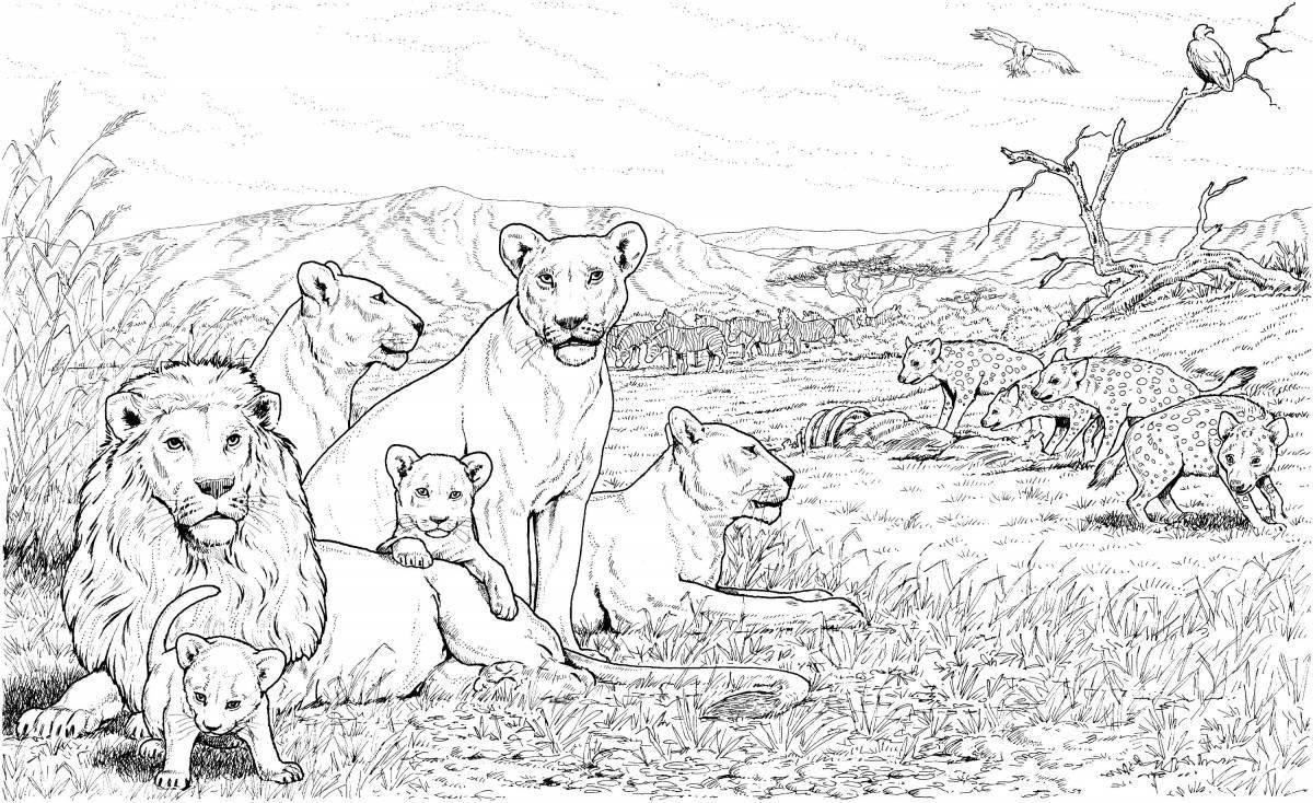 Coloring page blissful nature and animals