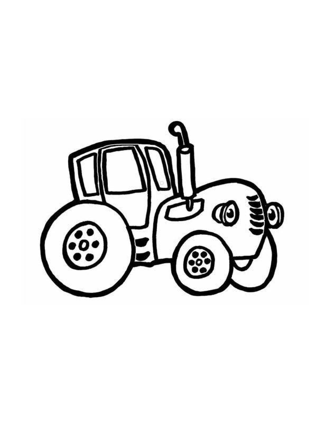 Striking house blue tractor coloring page