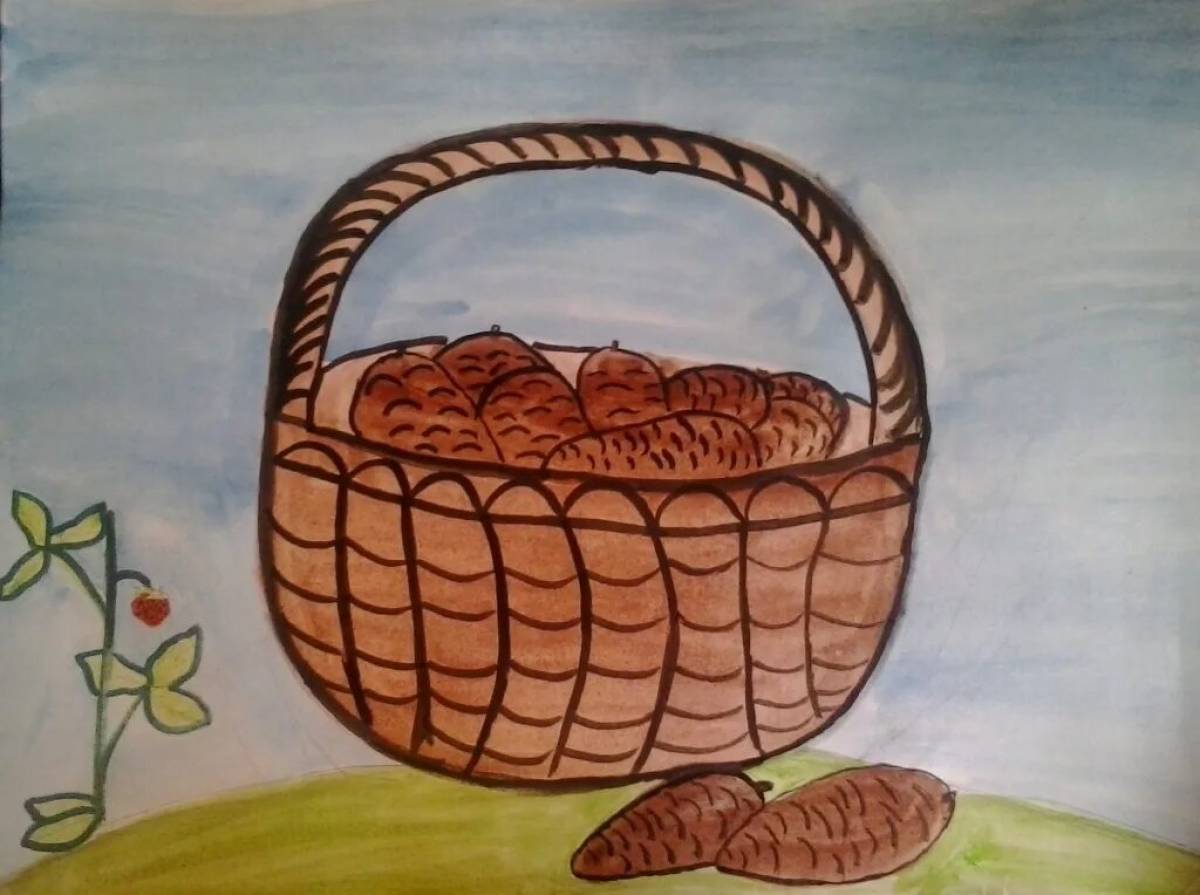 Иллюстрация к сказке корзина с еловыми шишками Паустовский