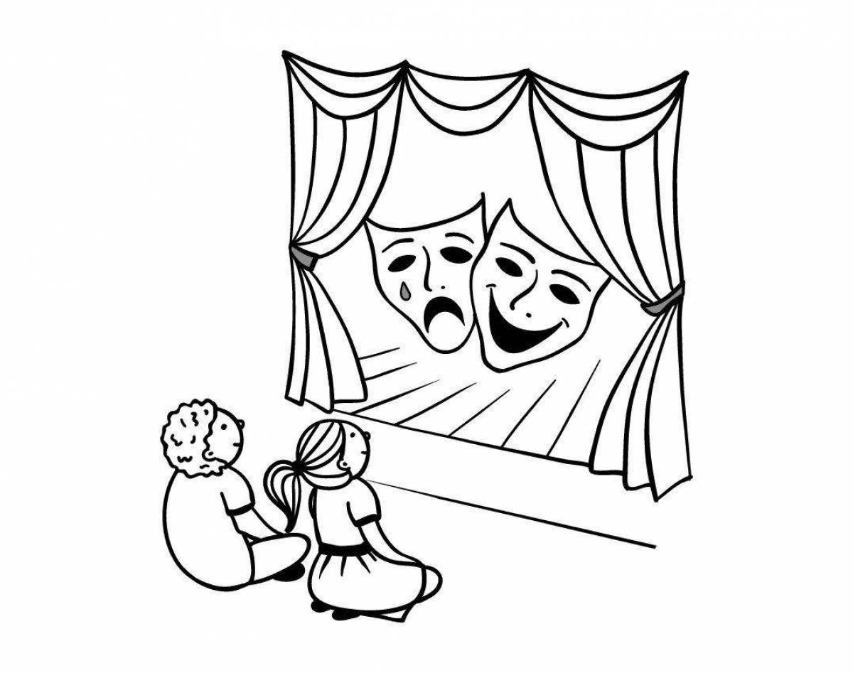 Coloring page bright theatrical artist