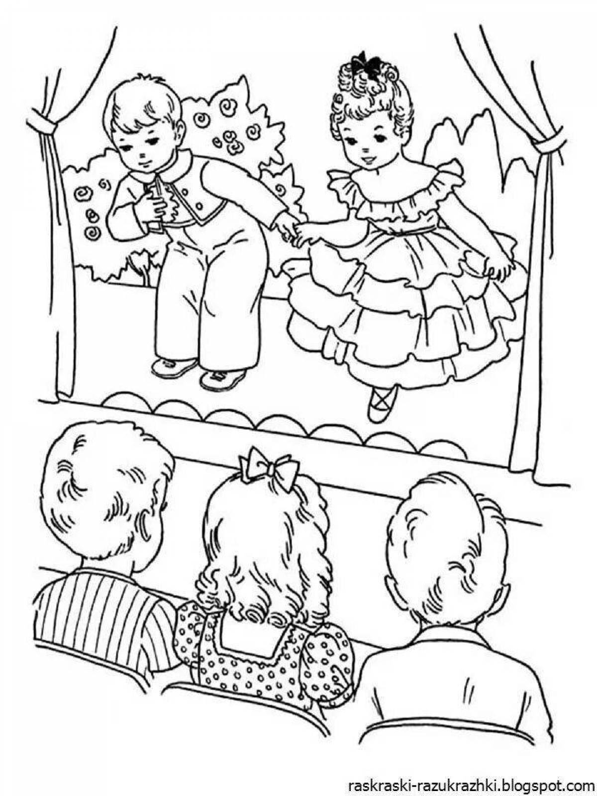 Coloring page exciting theater performer