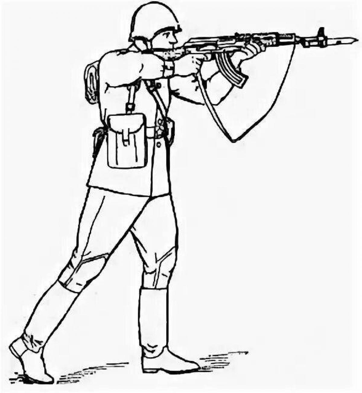 Resistant soldier with machine gun coloring page