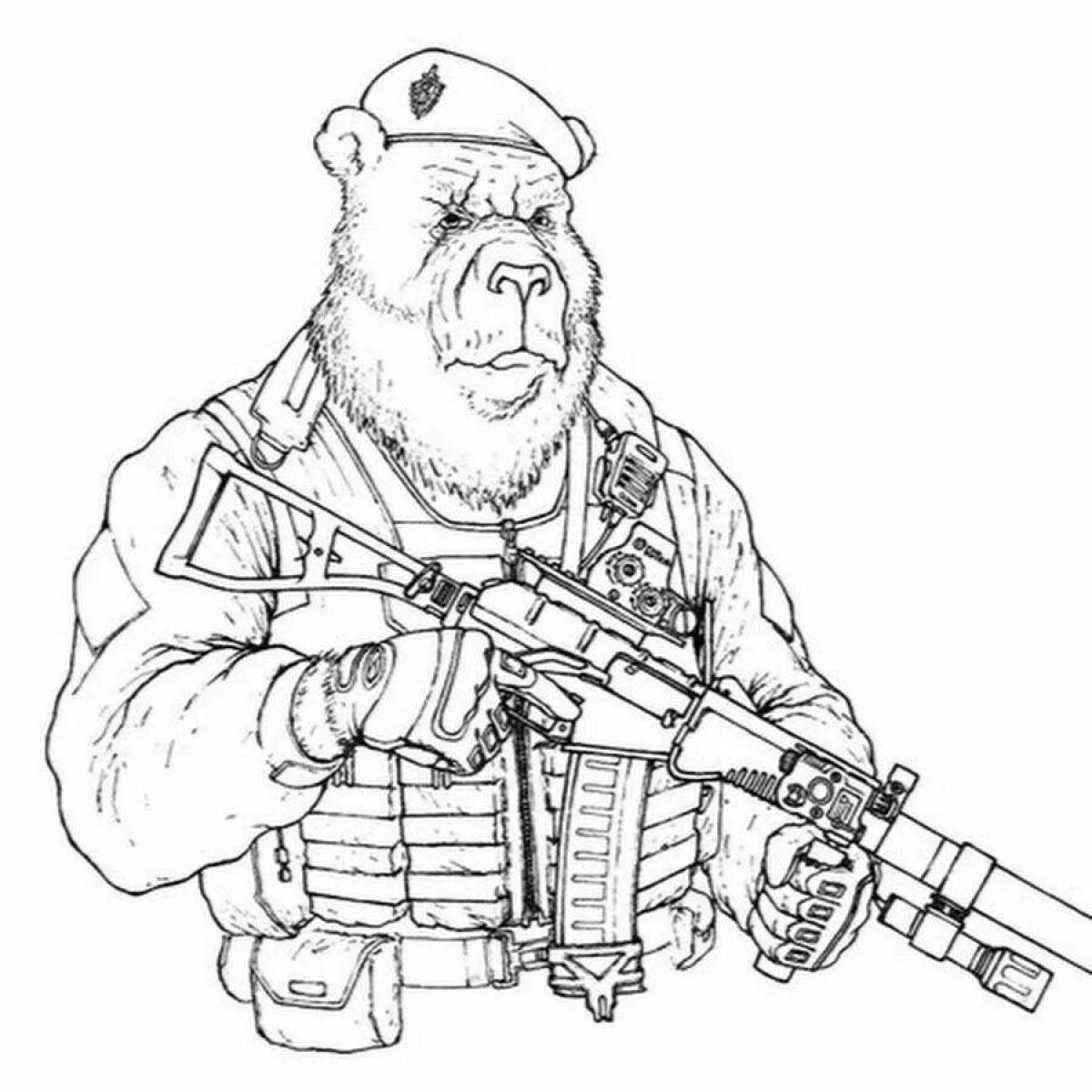 Invulnerable Soldier with Machine Gun coloring page
