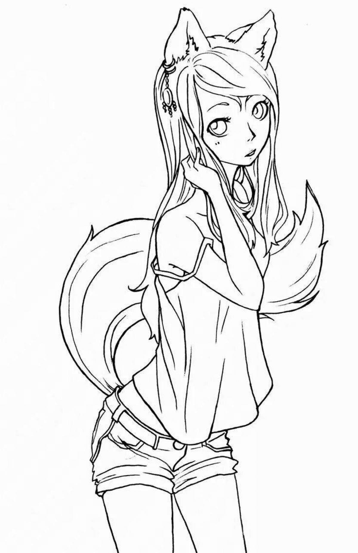 Photo Delightful coloring girl with ears