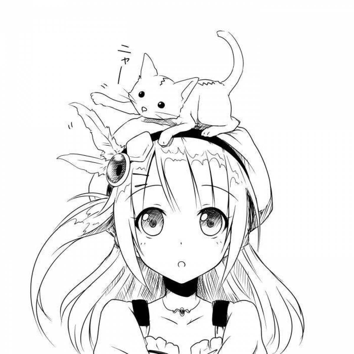 Photo Animated coloring girl with ears