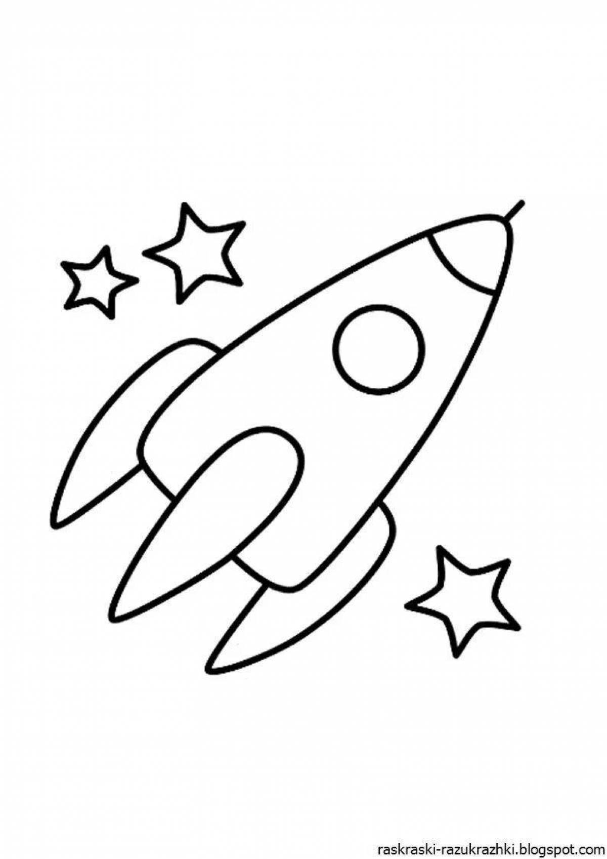 Adorable rocket coloring book for kids