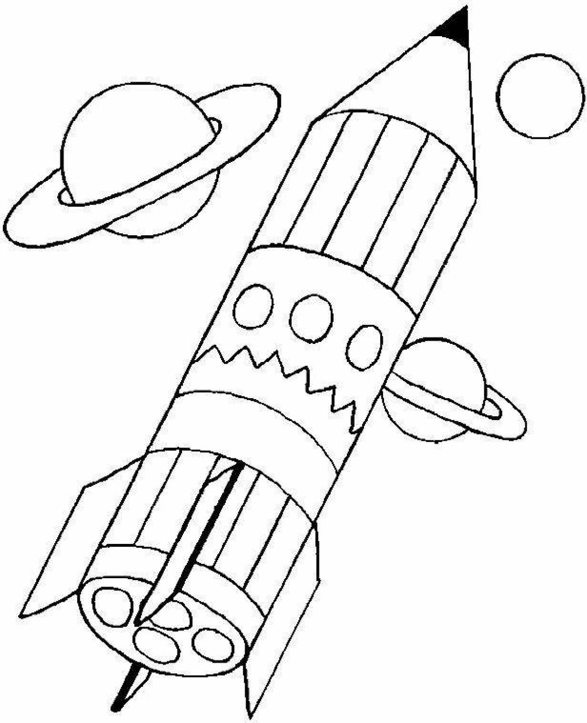 Причудливая ракета-раскраска для детей