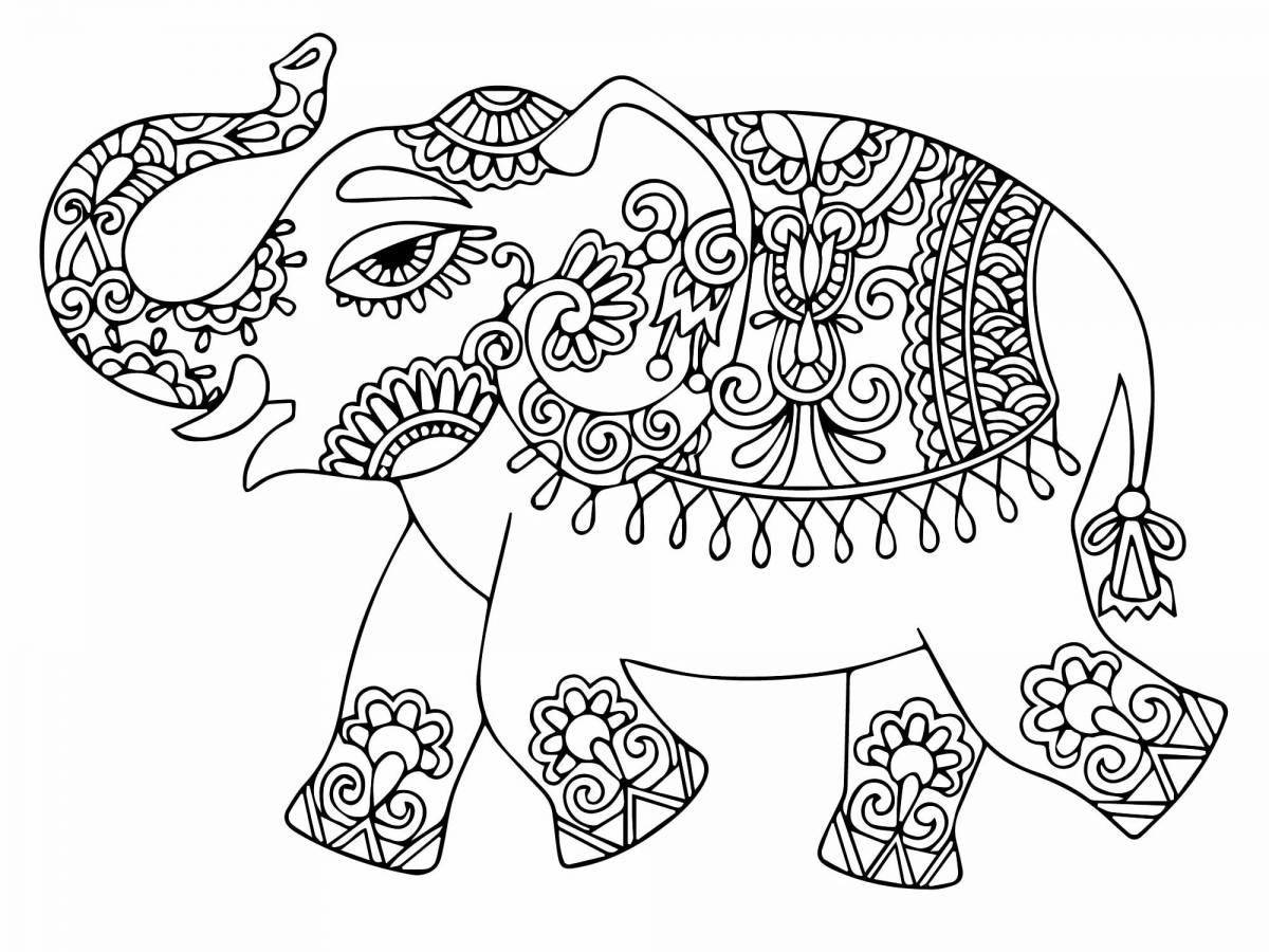 Animal coloring page with colorful pattern