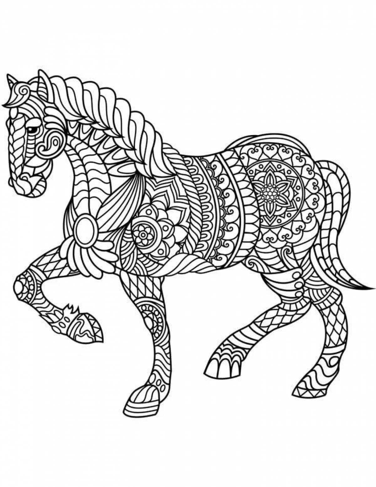 Playful animal coloring page with pattern