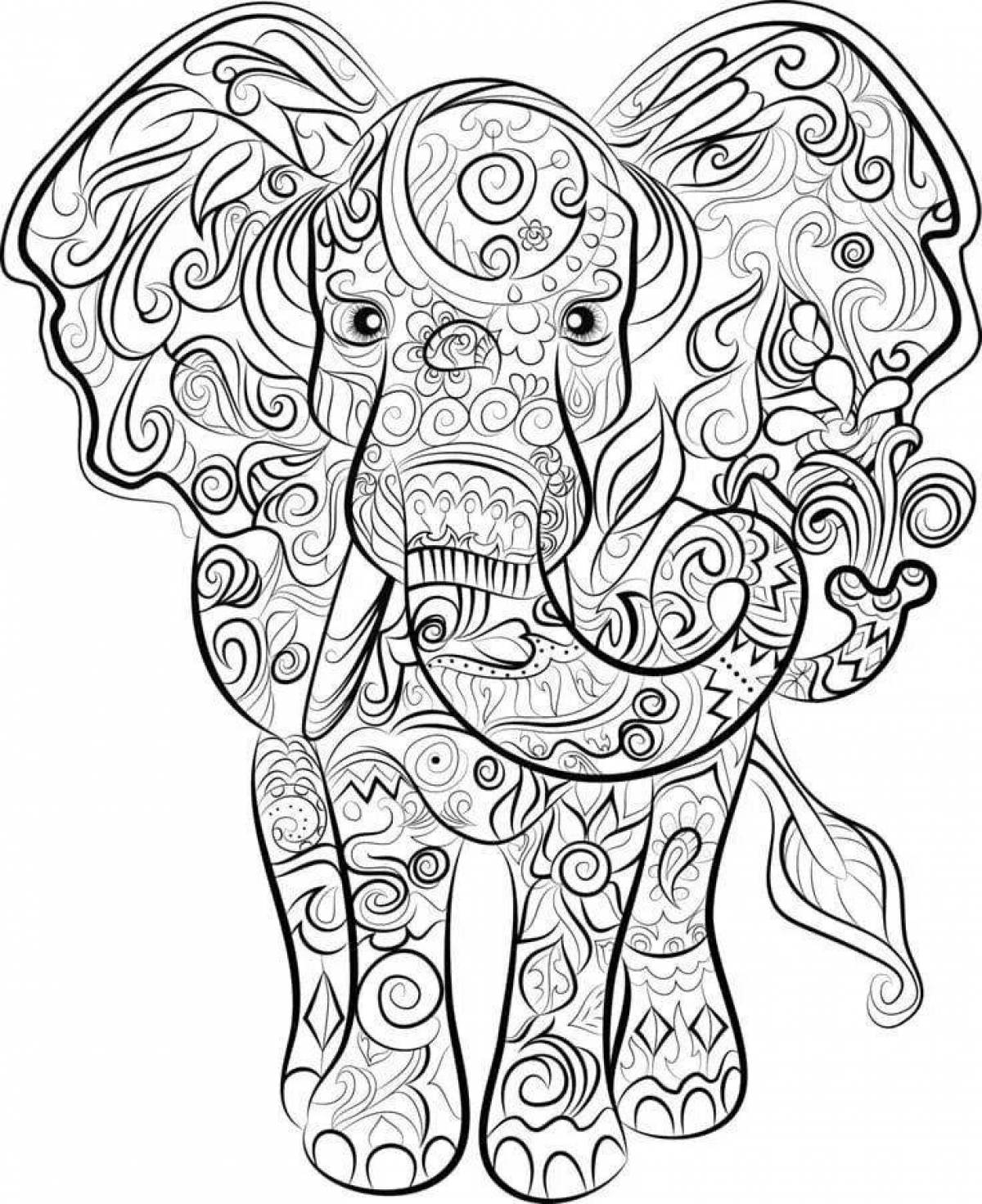 Amazing animal coloring page with pattern
