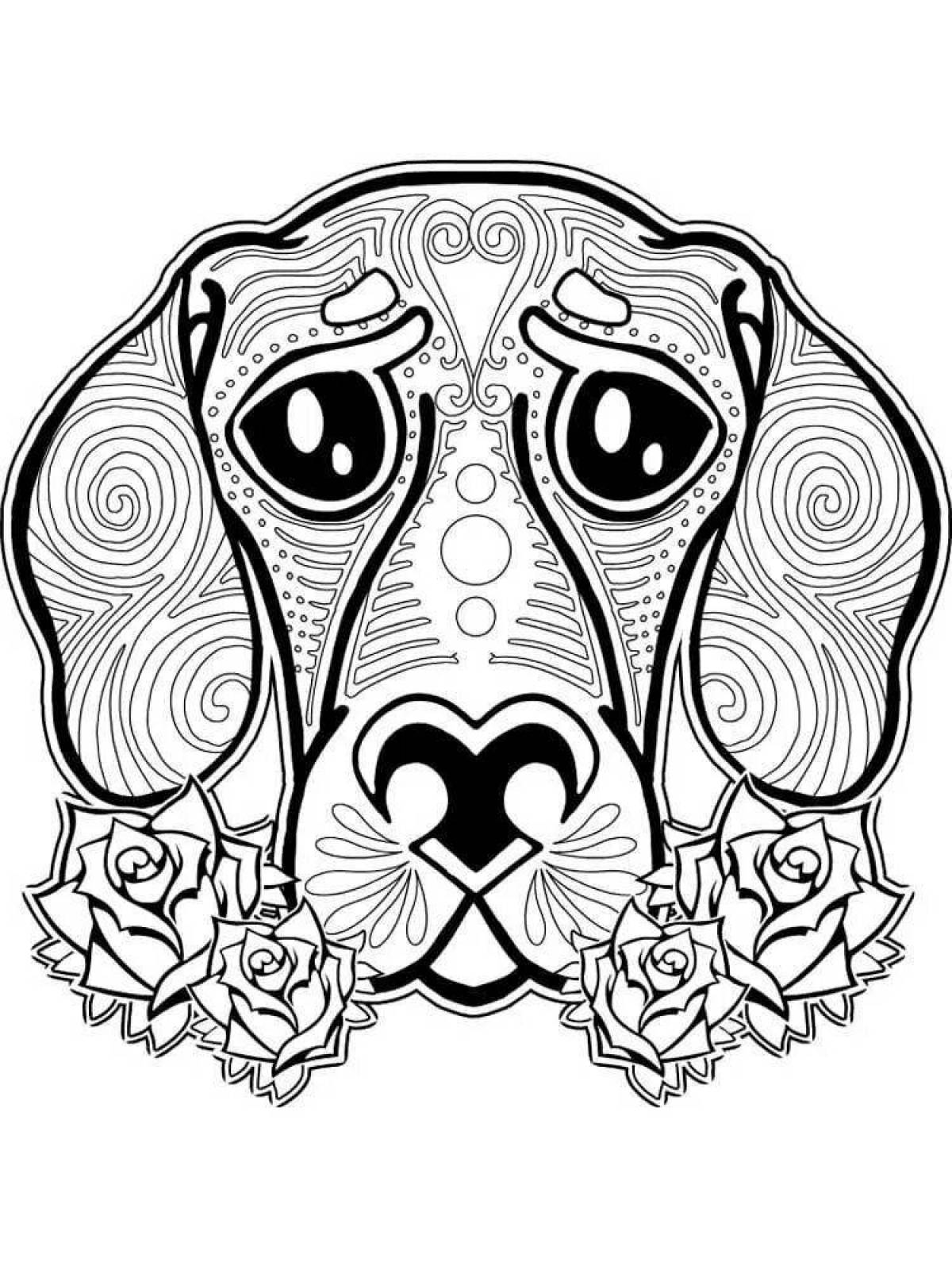 Coloring book with artful animal pattern