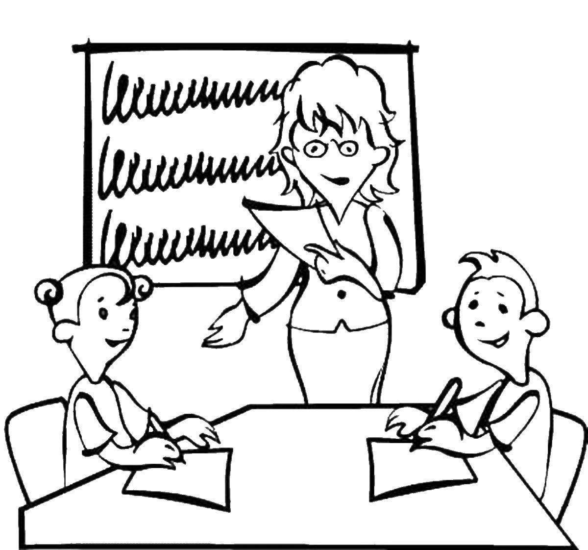 Charming teacher and student coloring book