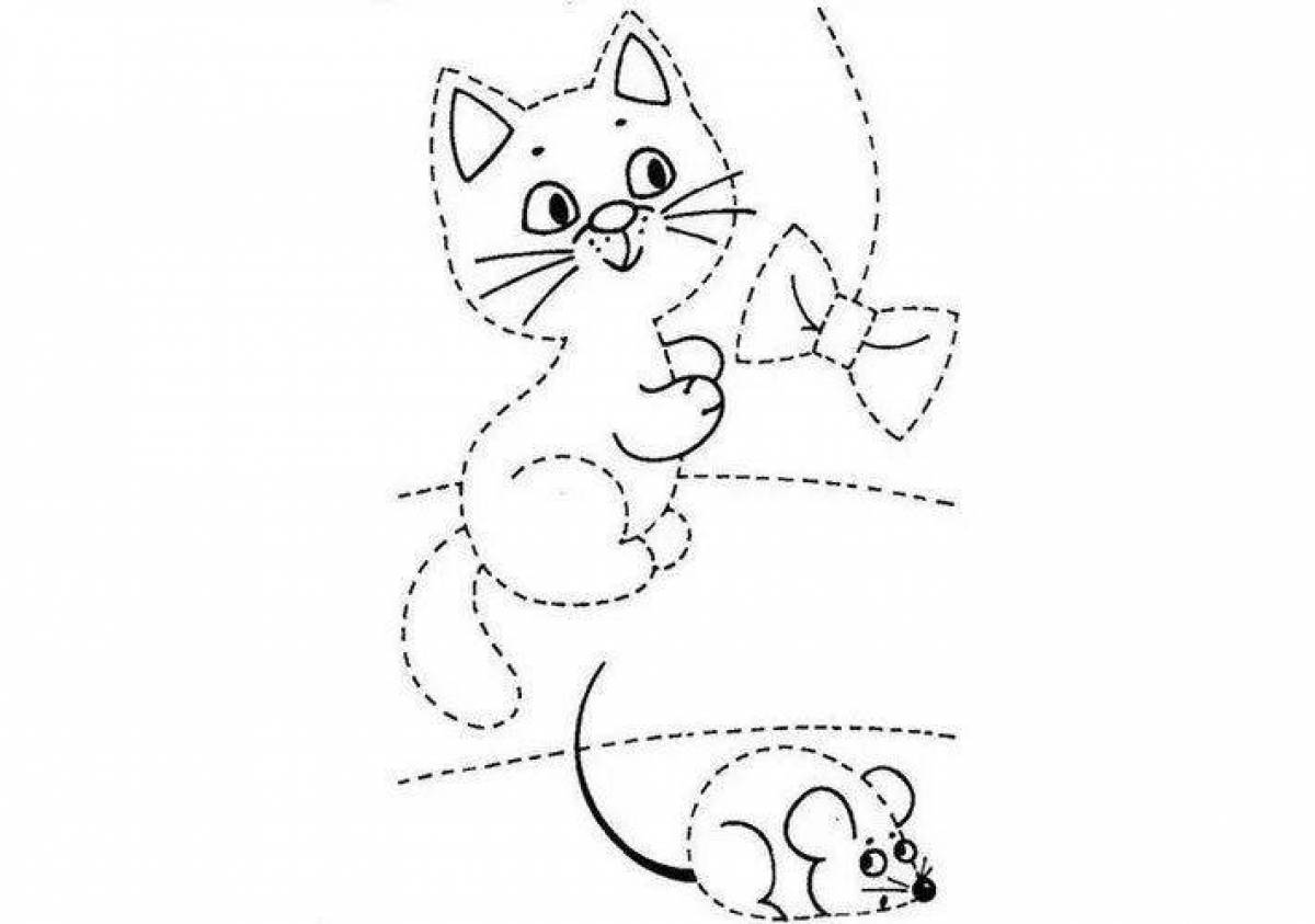 Playful cat and mouse coloring page