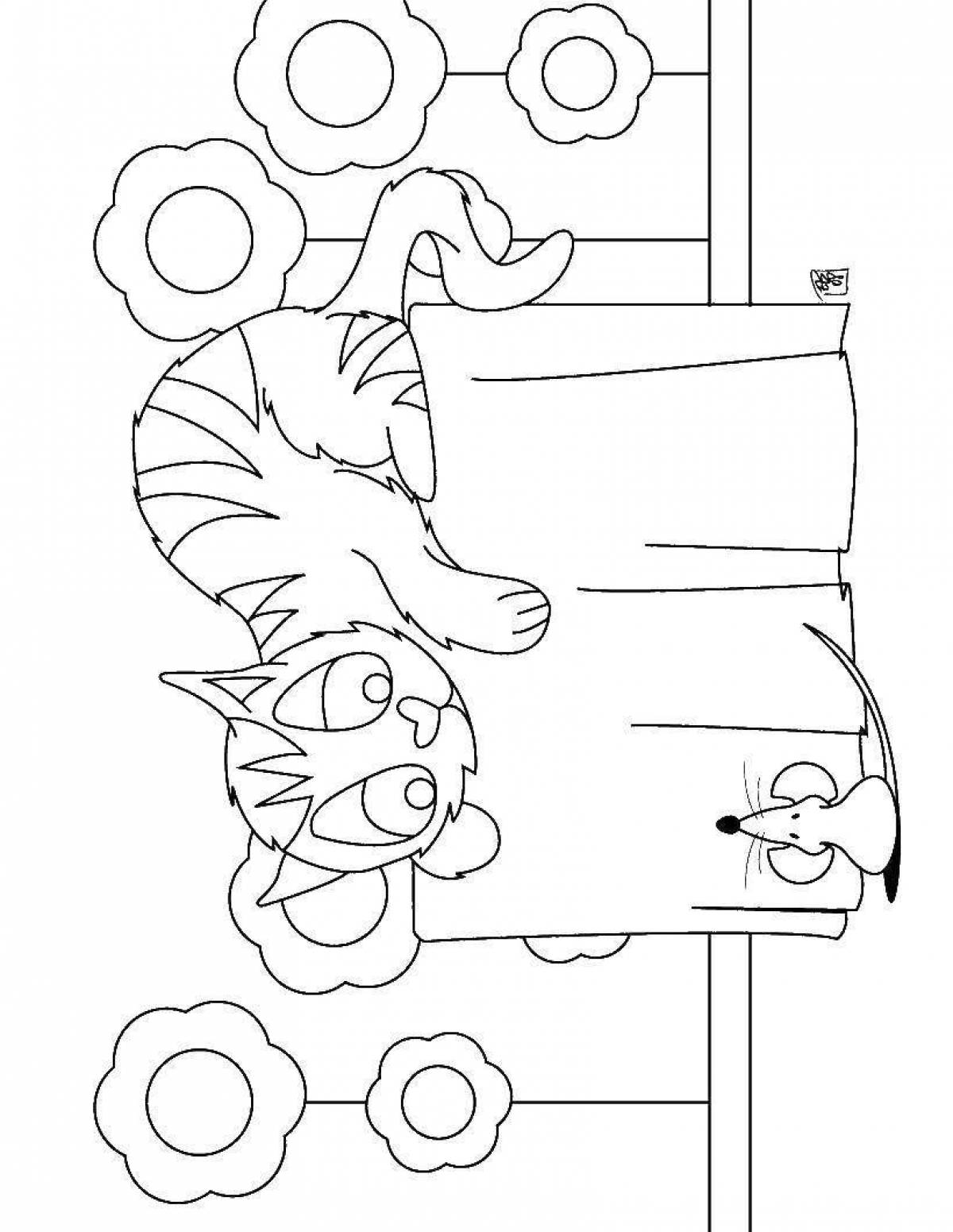 Fun cat and mouse coloring book