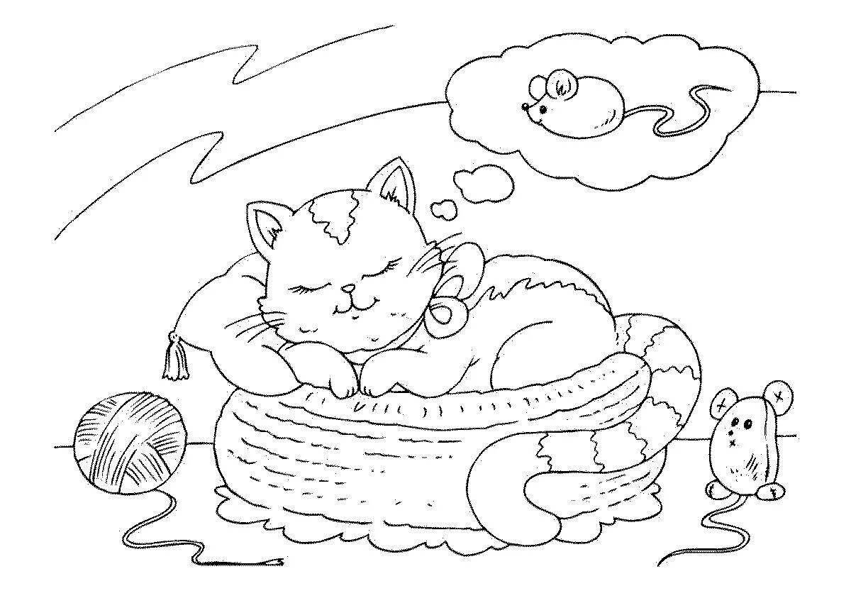 Animated cat and mouse coloring page